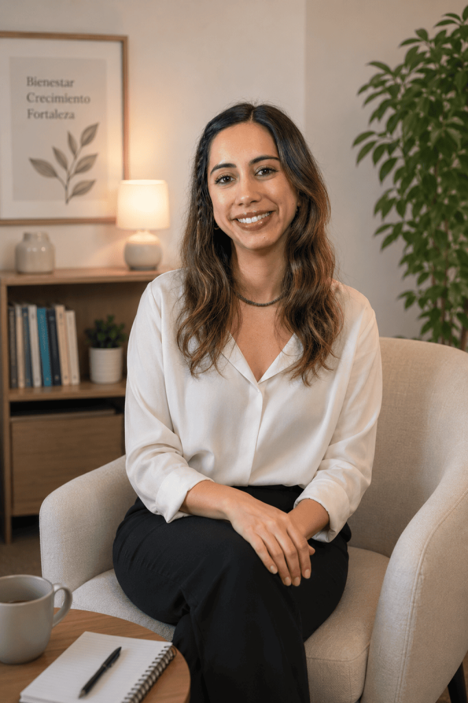 Camila Velastegui, psicóloga clínica en Quito, en su consultorio
